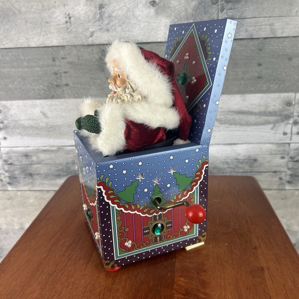 Santa's Animated Collectable Sitting In Chair Music Box San Francisco Co